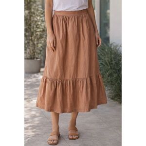 A New Day Skirt Womens XL Cotton Tiered MIDI Ruffled Hem Modest Boho minimal New